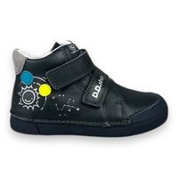 DDstep kožené kotníkové boty s LED blikačkou - Tmavě modré