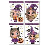 dekorace okenní ČARODĚJKY 30x50cm, glitry, fólie