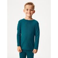 Unuo Dětské merino triko s dlouhým rukávem, Petrolejová