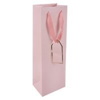 O Taška papír dárková vytlač. srdíčka na víno 12x9x36 cm růžová