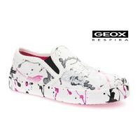 Dívčí plátěné boty GEOX White/Fuxia