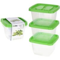 box-sada 3ks, 1360ml, čtver., zelený+transp. plast