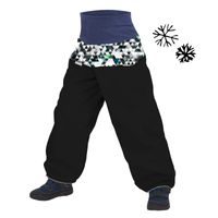 Unuo, Zimní softshellové oteplovačky, Černá, Metricon kluk (Softshell toddler winter trousers, Metricon boy, turquoise)