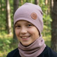 Dětský set (čepice + nákrčník), MY MIMI - Tmavě růžová