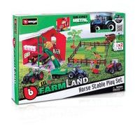 Bburago Bburago - FARMLAND, Set Stáj s koňmi a traktorem, 10 cm