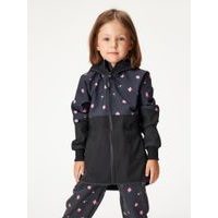 Unuo, Dívčí softshellový kabát s fleecem Street, Černá, Květiny