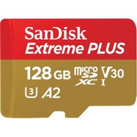 SanDisk Extreme PLUS microSDXC 128 GB + SD Adapter 200 MB/s and 90 MB/s A2 C10 V30 UHS-I U3