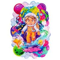 DŘEVĚNÉ BAREVNÉ PUZZLE - Vesmírný dobrodruh