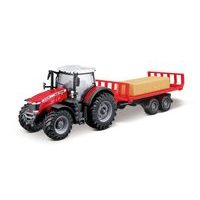 Bburago Bburago - FARMLAND, Messey Ferguson 8740S s přívěsem na balíky, 10 cm