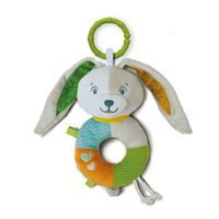 CLEMENTONI Plyšové chrastítko s úchytem - Zajíček