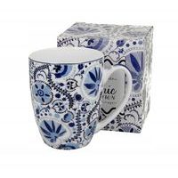 hrnek 360ml ETHNIC květy modré, porcelán, DB