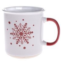 hrnek 710ml BÍLÝ, ČERVENÁ VLOČKA, keramika