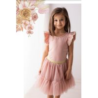 Dívčí sukýnka Princess Lily Grey - old pink (zlatá guma)