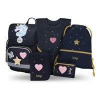 BAAGL SET 5 Ergo Unicorn Gold: aktovka, penál, sáček, zástěra, peněženka