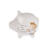 I Pokladnička ker. První pokladnička bílá 10x8,5x9 cm