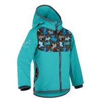 Unuo, Softshellová bunda s fleecem, Smaragdová, Pejsci ( Unuo softshell jacket printed)