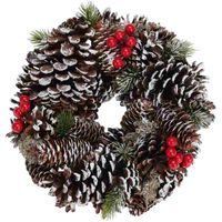 HOMESTYLING Vánoční věnec borovice 25 cm jinovatka KO-YZB000200sneh