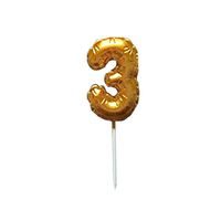 TORO SVÍČKA BALÓNEK "3" 3,7X5,9CM ZÁPICH DO DORTU ZLATÁ_hamashop
