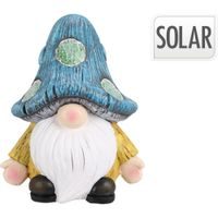 PROGARDEN Zahradní dekorace trpaslík se solárním světlem 30 cm s modrou čepicí KO-095241750