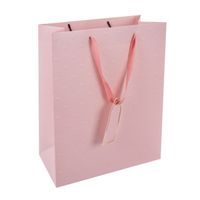 O Taška papír dárková vytlač. srdíčka 26x12x32 cm růžová