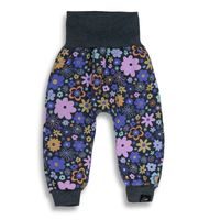 ESITO Dětské tepláky s vysokým pasem Grafit Podzimní květy - šedá