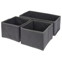organizér 28x14x11cm, 14x14x11cm, 3kusy, šedý pevný textil