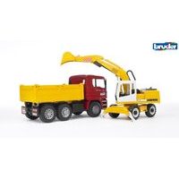 Konstrukční vozy - MAN TGA nákladní auto s Liebherr bagrem 1:16