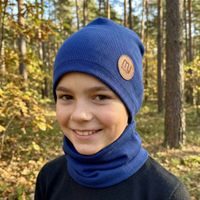 Dětský set (čepice + nákrčník), MY MIMI - Tmavě modrá