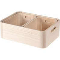 HOMESTYLING Sada košíků 3 ks bambus/len KO-KR9000090