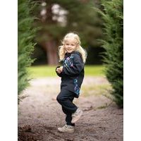 Unuo, Dětská softshellová bunda s fleecem Basic, Černá, Kytičky