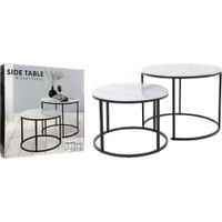 H & S COLLECTION Odkládací stolek kulatý sada 2 ks 60 / 50 cm bílá KO-MB9000020