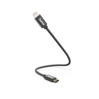 Hama MFi USB-C Lightning kabel pro Apple, 0,2 m, opletený, černý