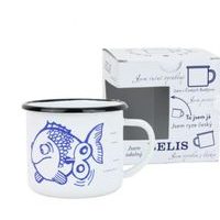hrnek d 8cm bílý, RYBKA, 0,35l, čes.smalt, DB krabička