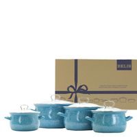 sada 4dílná hrnec+PO sklo tyrkys, KVĚTY, PREMIUM, smalt