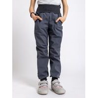 unuo softshellové kalhoty s fleecem Antracitové + reflexní obrázek Evžen (Softshell kids trousers)