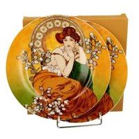 talíř d19cm-2ks-dezertní A.MUCHA, TOPAZ, DB, porcelán