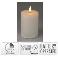 svíčka LED 7,5x10cm, časovač, bílá, plast