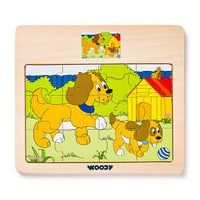 Disple. 12ks - Puzzle na doske "Mašinka" - zvieratá s mláďatami