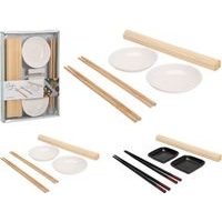 sada 7dílná na SUSHI, podl.25x21cm, 2xtalíř porc., 2x2hůlky, 2držáky