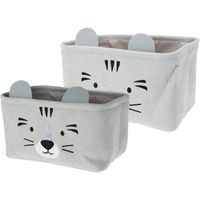 HOMESTYLING Dětský úložný koš na prádlo i hračky kvádr sada 2 ks šedá KO-HZ1993160seda