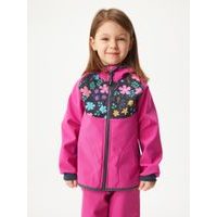 Unuo Dětská softshellová bunda s fleecem Basic, Fuchsiová, Kytičky