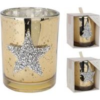 svíčka vánoční d8x10cm ZLATÁ, 2druhy, sklo