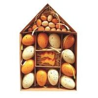 dekorace VAJÍČKA ORANŽ, 28ks MIX velik.,plast, domek krabička