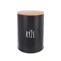 dóza plech. d11x15,5cm, RÝŽE, BLACK, plech/bambus