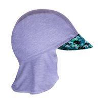 Unuo, Funkční čepice s kšiltem a plachetkou UV 50+, Žíhaná holubičí šedá, Velryby kluk (Unuo functional UPF 50+ cap with peak)