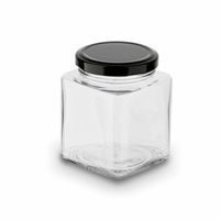 dóza 0,30l BELO čtverc.-sklo, víčko TO58 černé, kov