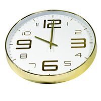 hodiny d35cm, BÍLÉ, zlatý rám i ciferník, sklo