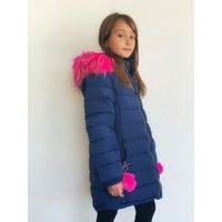 Dívčí zimní bunda tm.modrá s růžovou