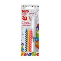 TORO ZPÍVAJÍCÍ DORTOVÁ SVÍČKA "HAPPY BIRTHDAY"+4 SVÍČKY_hamashop
