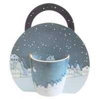 hrnek 300 ml, Město vánoční modré, DB, porcelán